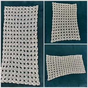 Vintage Handmade Tatted Lace Rectangle Doily Set of 3 Off White